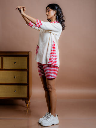 Viyana Kora- Red Kala Cotton Co-ord Set