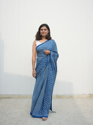 Neelanjana Indigo Natural Dye Handwoven Cotton Saree