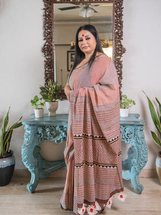 Mridni Saree | Hand Block Print Handloom Cotton Saree