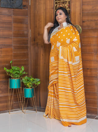 Agnika Saree | Hand Block Print Handloom Cotton Saree