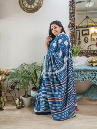 Neelanjali Saree | Hand Block Print Handloom Cotton Saree