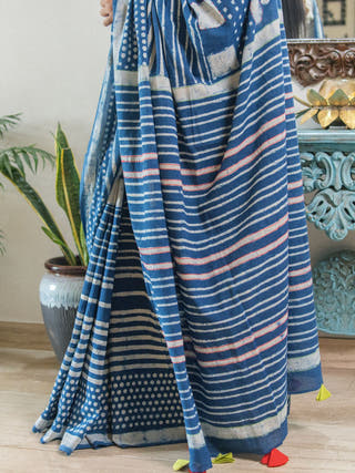 Neelanjali Saree | Hand Block Print Handloom Cotton Saree