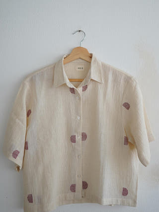 Half Moons Woman Shirt Off White with N.
