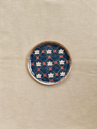 Copper Enamel Wall Plate | Green Lotus