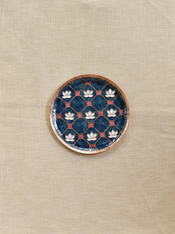 Copper Enamel Wall Plate | Green Lotus