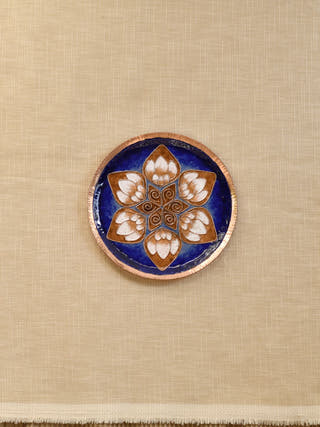 Copper Enamel Wall Plate | Blue Lotus in the Petal