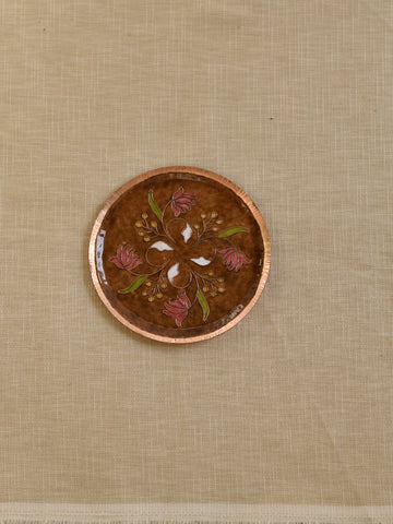 Copper Enamel Wall Plate | Brown Swirling Lotus