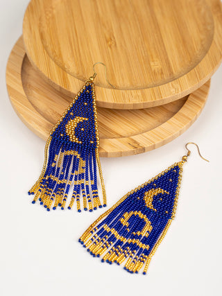 Handmade Celestial Beadwork Earring Pusha Bead Work