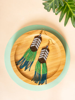 Beadwork Feather Color Inspired Eaaring Pusha Bead Work