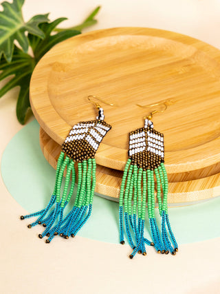 Beadwork Feather Color Inspired Eaaring Pusha Bead Work