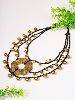 Flower Dhokra Handcrafted long Neckpiece Anwesha