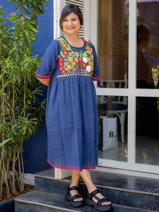 Blue Manjari Dress Kakoli's Embroidery