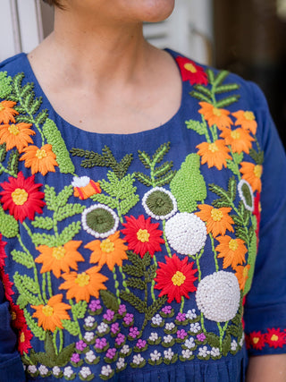 Blue Manjari Dress Kakoli's Embroidery