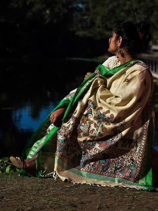 Madhubani Hand Painted Cotton Dupatta Multicolor