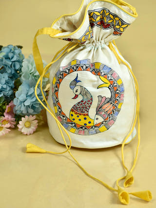 Madhubani Handpainted Silk Potli