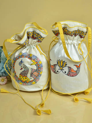 Madhubani Handpainted Silk Potli