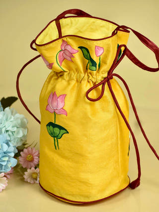 Pichwai Handpainted Silk Potli