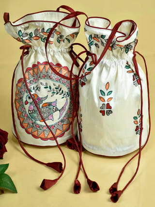 Madhubani Handpainted Silk Potli