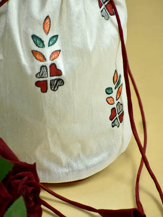 Madhubani Handpainted Silk Potli