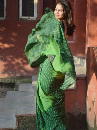 Zesty Whiz Green Bandhej Saree