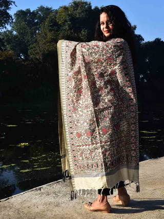 Madhubani Hand Painted Cotton Dupatta Multicolor