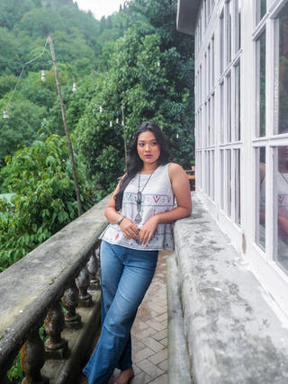 White Mist Cotton Jamdani Top