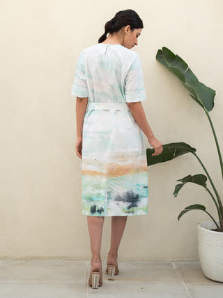 Moss Print Belt Dress