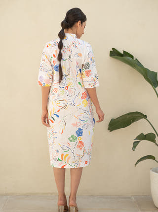 Intricate Print Shirt Dress