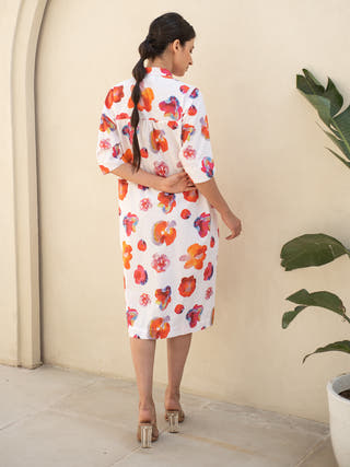 Rose Print Shirt Dress