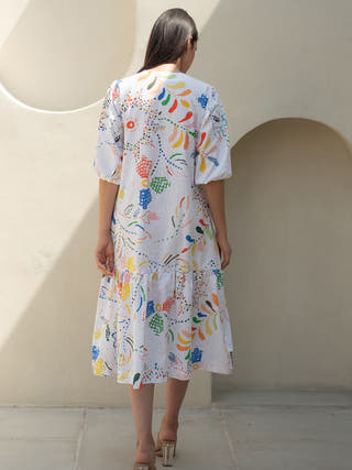 Intricate Print Bottom Flare Dress