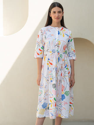 Intricate print Elasticated Waist Dress