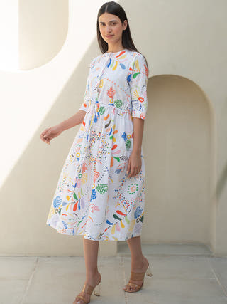 Intricate print Elasticated Waist Dress