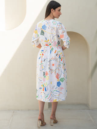 Intricate print Elasticated Waist Dress