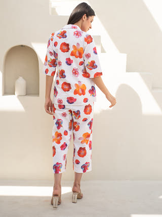 Rose Print Jacket with Pant