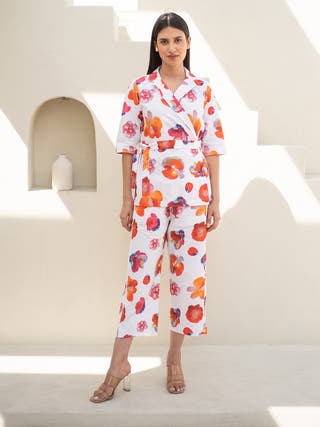 Rose Print Jacket with Pant