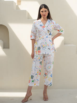 Intricate Print Jacket with Pant