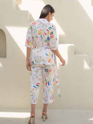 Intricate Print Jacket with Pant
