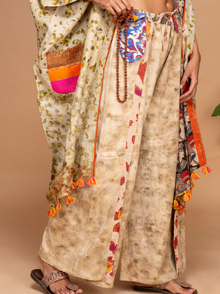 Ecoprinted Handwoven Reversible Paasbaan Kimono Jacket White Bageeya