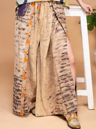 Ecoprinted Handwoven Kimono Crop Top Blue & Green - Organic cotton Jumpsuit for women in Blue & Green color