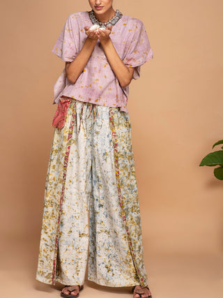 Ecoprinted Handwoven Kimono Crop Top Pink Bageeya