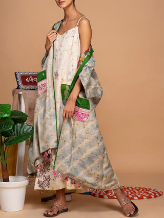 Ecoprinted Handwoven Reversible Paasbaan Kimono Jacket Grey Bageeya