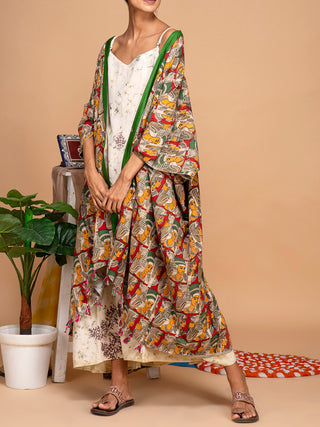 Ecoprinted Handwoven Reversible Paasbaan Kimono Jacket Grey Bageeya