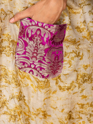 Ecoprinted Handwoven Reversible Paasbaan Kimono Jacket Beige Bageeya