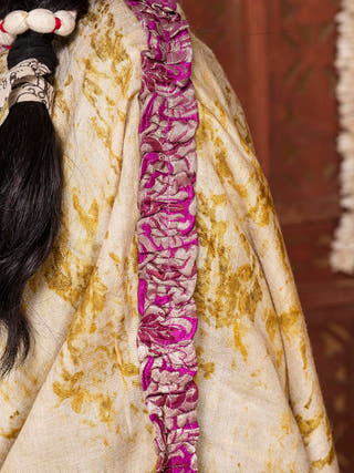 Ecoprinted Handwoven Reversible Paasbaan Kimono Jacket Beige Bageeya