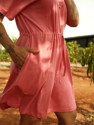 Meadow Drawstring Dress Rose Pink