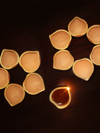 Heart Shape Diya Diwali Special - Set of 12