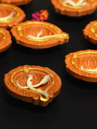 Golden Ring Motiff Diya Bankura Diwali Special - Set of 12