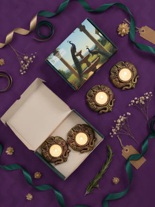 Double Elephant Face T Light | Set of 4