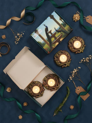 Double Elephant Face T Light | Set of 4