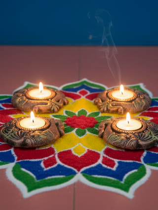 Double Elephant Face T Light | Set of 4